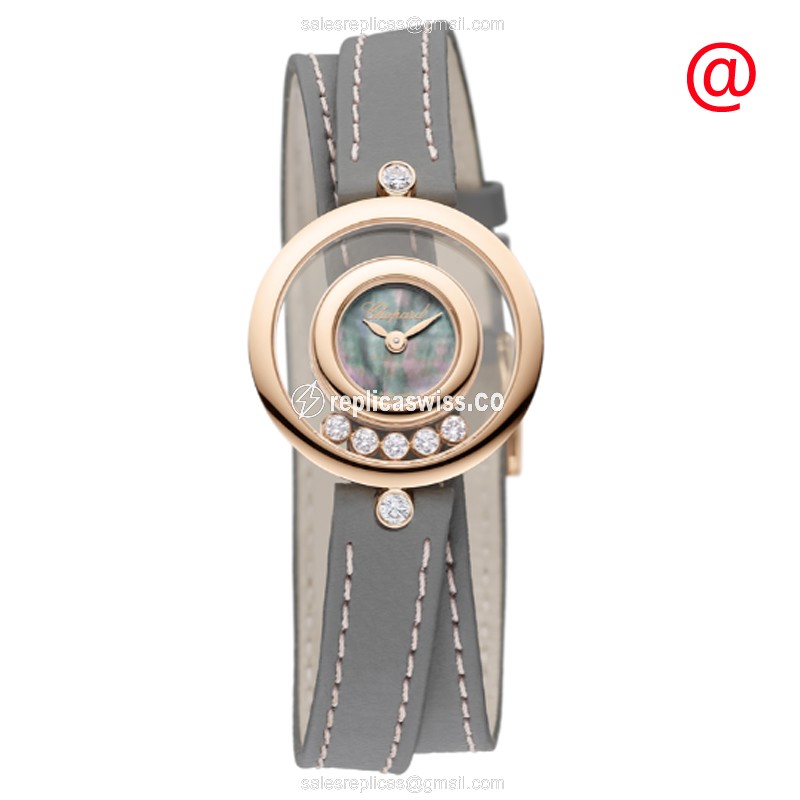Chopard 209415-5003 Happy Diamonds - Quartz - 18kt Rose Gold - Gray Dial - Buckle Clasp